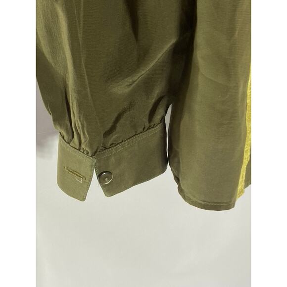 SERGE NANCEL Women’s Vintage Green-Yellow Tie-Neck Button-Up Too SZ 36(US6) - Picture 6 of 9